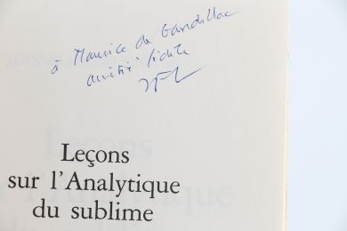 LYOTARD : Leçons sur l'analytique du Sublime - Signiert, Erste Ausgabe - Edition-Originale.com