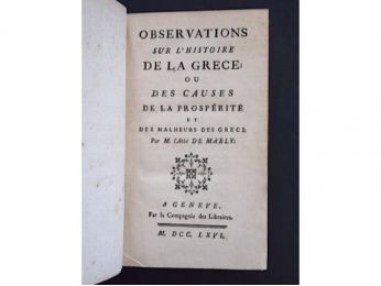 MABLY : Observations sur l'histoire de la Grèce - Edition Originale - Edition-Originale.com