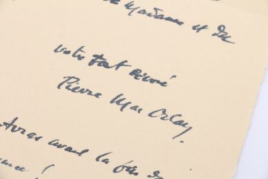 MAC ORLAN : Lettre autographe datée et signée au jeune poète artésien Roger Valuet le remerciant d'être son pourvoyeur en tabac et pipes - Libro autografato, Prima edizione - Edition-Originale.com