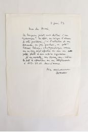 MALET : Lettre autographe signée à son photographe et ami Bruno de Monès - Signed book, First edition - Edition-Originale.com