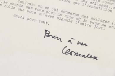 MALET : Lettre tapuscrite signée de Léo Malet à son ami le photographe Bruno de Monès - Signiert, Erste Ausgabe - Edition-Originale.com