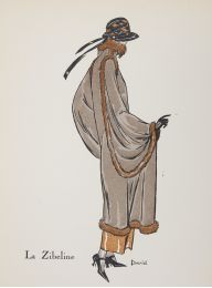 Manteau de suède bordé de zibeline (Croquis N°LV, La Gazette du Bon ton, 1922 n°7) - Prima edizione - Edition-Originale.com