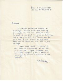 MARCEAU : Lettre autographe signée datée du 15 juillet 1953 - Autographe, Edition Originale - Edition-Originale.com