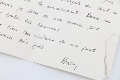 MATHEWS : Lettre autographe signée Harry adressé à son amie Claude Arthaud lui déclamant tout son désespoir d'être séparé d'elle - Libro autografato, Prima edizione - Edition-Originale.com