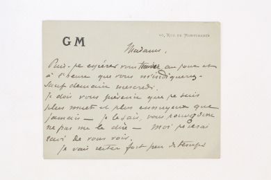 MAUPASSANT : Carte-lettre autographe signée à la Comtesse Potocka : « Je dois vous prévenir que je suis plus muet et plus ennuyeux que jamais [...] » - Signiert, Erste Ausgabe - Edition-Originale.com