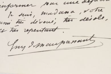 MAUPASSANT : Lettre autographe signée à la Comtesse Potocka : « vous m'en voudrez un peu pendant longtemps. » - Libro autografato, Prima edizione - Edition-Originale.com