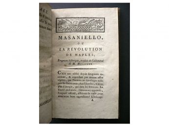 MEISSNER : Masaniello, ou la révolution de Naples, fragment historique, traduit de l'allemand de M. Meissner - Prima edizione - Edition-Originale.com