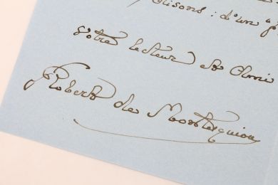 MONTESQUIOU : Immodeste lettre autographe signée de Robert de Montesquiou à Henri Lapauze concernant son dernier ouvrage : 