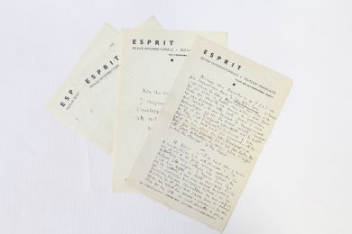 MOUNIER : Trois lettres autographes signées d'Emmanuel Mounier - Autographe, Edition Originale - Edition-Originale.com