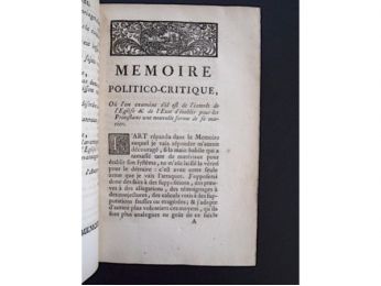 NOVI DE CAVEIRAC : [PROTESTANTISME - REVOCATION EDIT DE NANTES] Memoire politico - critique, où l'on examine s'il est de l'interêt de l'eglise & l'etat d'etablir pour les calvinistes une nouvelle forme de se marier. [Ensemble] Lettre d'un patriote sur la tolérance civile des protestans de France [ensemble] La voix du vrai patriote caholique opposée à celle des faux patriotes tolérans - Edition Originale - Edition-Originale.com