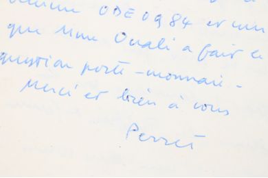 PERRET : Lettre autographe signée à un ami probablement Roger Nimier sur la vie poilitique et littéraire du temps : 
