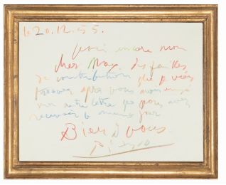 PICASSO : Lettre autographe signée multicolore adressée à Max Pellequer - Libro autografato, Prima edizione - Edition-Originale.com