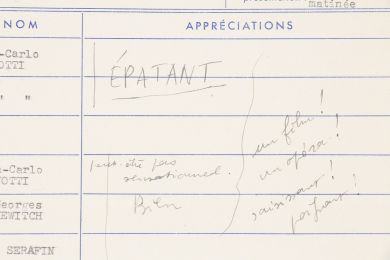 QUENEAU : Dossier des fiches du jury remplies par Raymond Queneau pour le Festival de Cannes de 1952 - Signiert, Erste Ausgabe - Edition-Originale.com