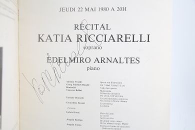 RICCIARELLI : Programme musical d'un récital dédicacé par Katia Ricciarelli - Signed book, First edition - Edition-Originale.com