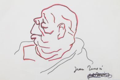 RIM : Dessin original au feutre noir rehaussé au feutre rouge représentant Jean Renoir - Signiert, Erste Ausgabe - Edition-Originale.com