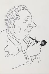 RIM : Dessin original au stylo bille noir représentant son ami Roger Martin du Gard - Signiert, Erste Ausgabe - Edition-Originale.com