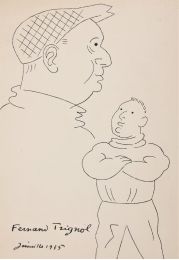 RIM : Deux dessins originaux au stylo noir représentant l'acteur Fernand Trignol également spécialiste de l'argot - Signiert, Erste Ausgabe - Edition-Originale.com