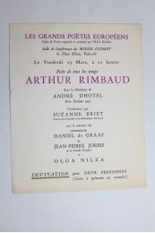 RIMBAUD : Carton d'invitation pour le gala de poésie organisé par Olga Nilza concernant Arthur Rimbaud - Edition Originale - Edition-Originale.com