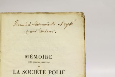 ROEDERER : Mémoire pour servir à l'histoire de la société polie en France - Autographe, Edition Originale - Edition-Originale.com