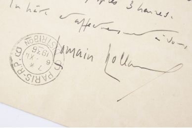 ROLLAND : Carte postale autographe datée et signée adressée à Francis Jourdain  - Signiert, Erste Ausgabe - Edition-Originale.com