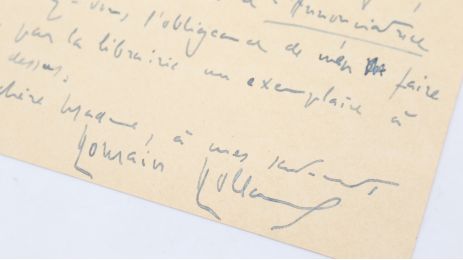 ROLLAND : Carte postale autographe datée et signée adressée à madame Fargeton chef de fabrication chez Albin Michel à propos des épreuves corrigées de 