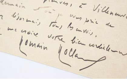 ROLLAND : Carte postale autographe datée et signée adressée à son éditeur Albin Michel à propos des épreuves corrigées de son ouvrage 