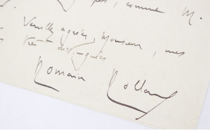 ROLLAND : Lettre autographe datée et signée dans laquelle il s'affranchit de toute appartenance à une chapelle intellectuelle : 