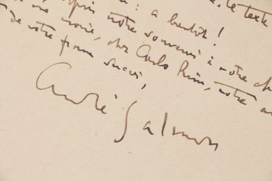 SALMON : Lettre autographe signée adressée à son ami Carlo Rim à propos du succès du film intitulé Hercule dont ce dernier est scénariste : 