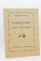 SAUVAGEOT : Commentaire. Pages retrouvées - Edition-Originale.com