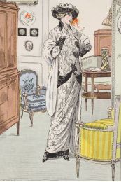 Costumes parisiens. Tailleur de velours blanc frappé garni de loutre et de passementerie (pl.28, Journal des Dames et des Modes, 1912 n°15) - Edition Originale - Edition-Originale.com
