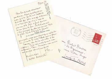T'SERSTEVENS : Carte postale autographe signée et adressée à un ami bouquiniste depuis Anduze - Signed book, First edition - Edition-Originale.com