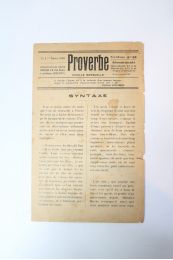 TZARA : Proverbe - Feuille mensuelle. N°1 - Prima edizione - Edition-Originale.com