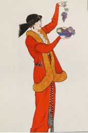 Costumes parisiens. Tailleur de duvetyn rouge bordé de renard rouge (pl.120, Journal des Dames et des Modes, 1913 n°53) - Erste Ausgabe - Edition-Originale.com