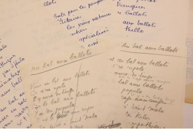 VIAN : Manuscrit autographe complet de toutes les versions de la chanson de Boris Vian intitulée 