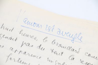 VIAN : Ronéotype avec titre autographe du manuscrit complet de la nouvelle : L'amour est aveugle. - Signiert, Erste Ausgabe - Edition-Originale.com