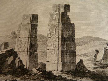 Voyage dans la Basse et Haute Egypte : 1. Ruines de la porte d'un temple d'Eléphantine. 2. Ruines d'un des temples d'Eléphantine. (Planche 65).<br /> - Erste Ausgabe - Edition-Originale.com