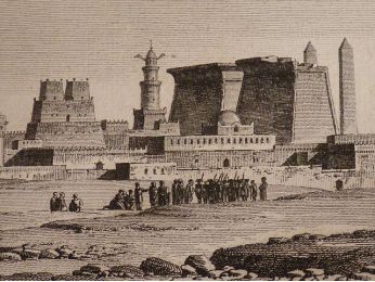 Voyage dans la Basse et Haute Egypte : 1. Vue de Louqssor. 2. Vue d'un temple de Thèbes à Louqssor. (Planche 49).<br /> - Edition Originale - Edition-Originale.com