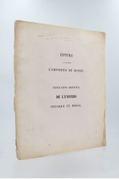 WRONSKI : Epitre à sa majeste l'Empereur de Russie pour compléter les cent pages décisives et pour accomplir la réforme de la mécanique cèleste - Explication définitive de l'univers physique et moral suivi de : Une page à ajouter aux cent pages décisives - Edition Originale - Edition-Originale.com