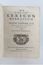 ZANOLINI : Lexicon hebraicum - Erste Ausgabe - Edition-Originale.com
