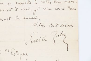 ZOLA : Lettre autographe signée adressée à Louis-Edmond Duranty : 
