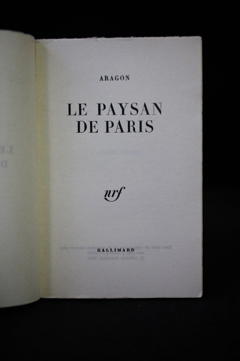 ARAGON : Le paysan de Paris - Autographe, Edition Originale - Edition