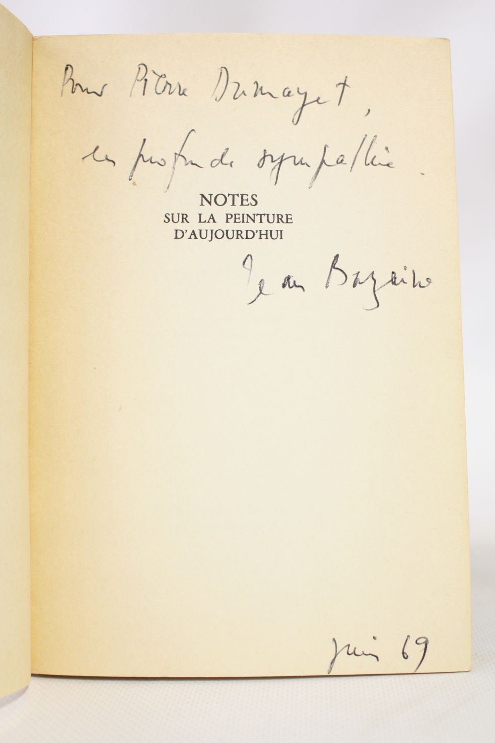 BAZAINE : Notes sur la peinture d'aujourd'hui - Signed book, First ...