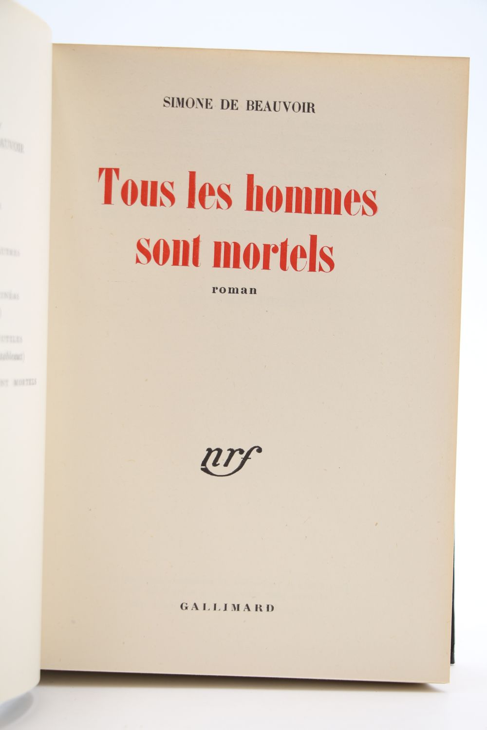 BEAUVOIR : Tous les Hommes sont mortels - First edition - Edition ...