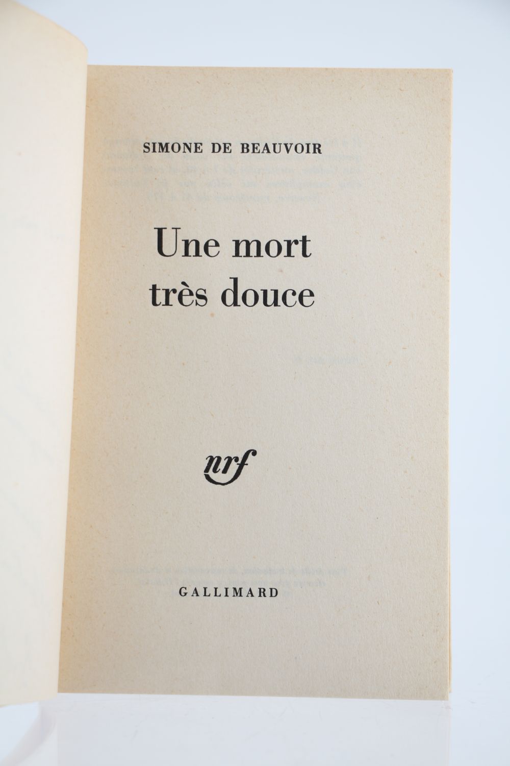 BEAUVOIR : Une mort très douce - Signed book, First edition - Edition ...