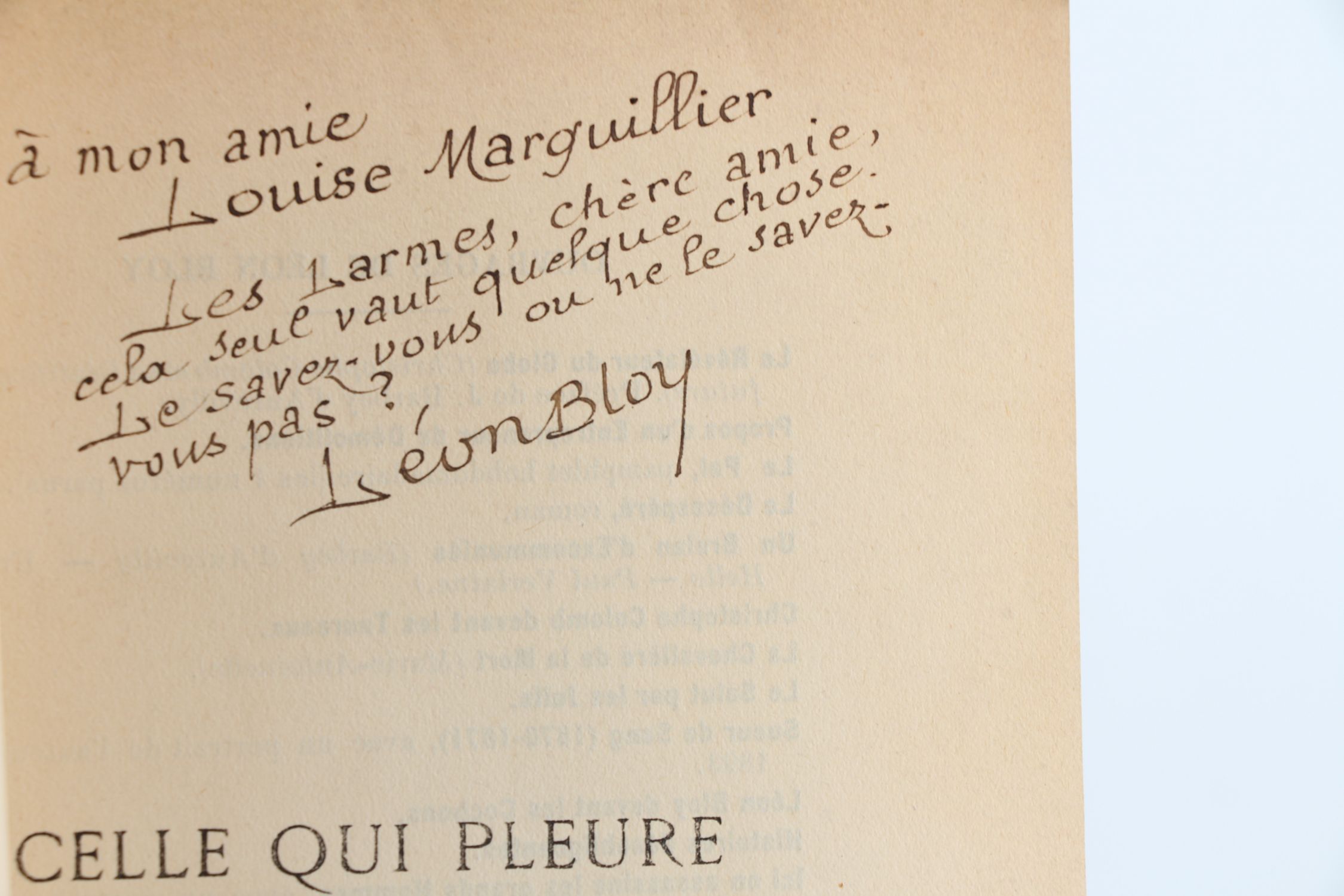 BLOY : Celle qui pleure - Signed book, First edition - Edition ...