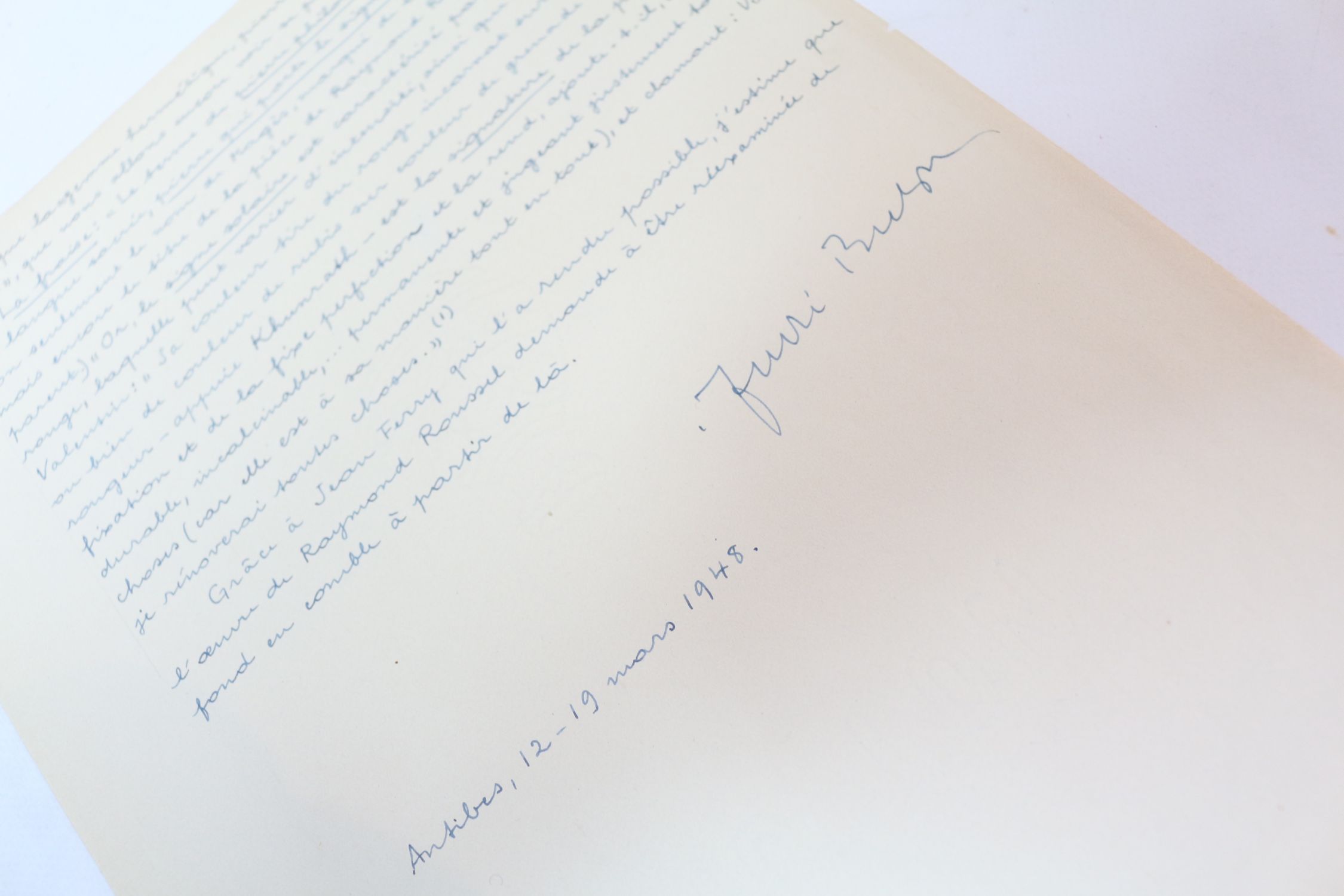 breton manuscrit autographe complet signé d andré breton intitulé