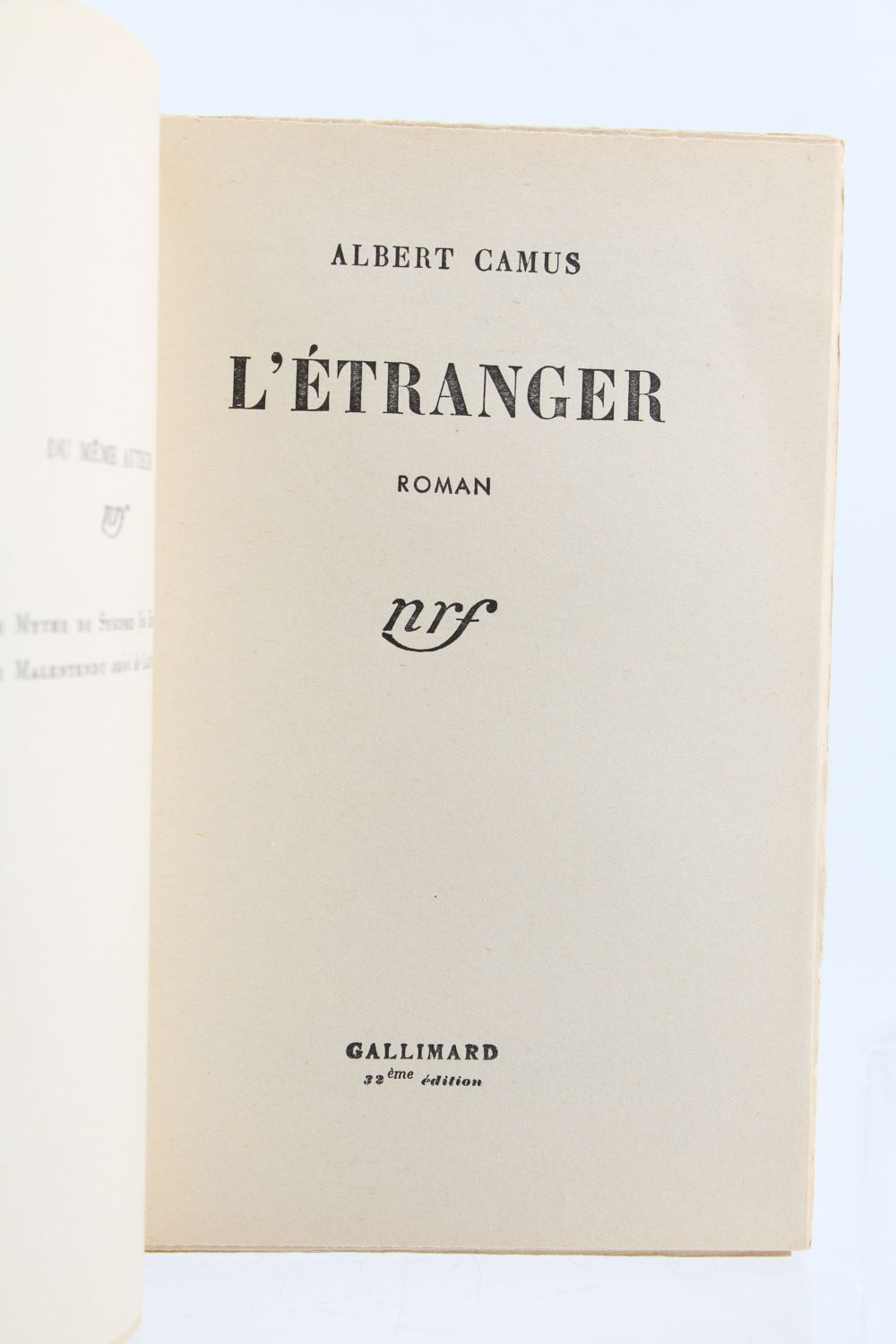 CAMUS : L'Etranger - Edition-Originale.com