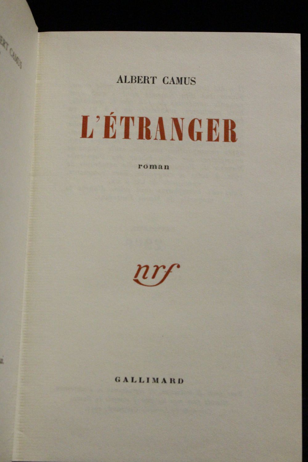 Camus : L'étranger - Signed Book - Edition-originale.com