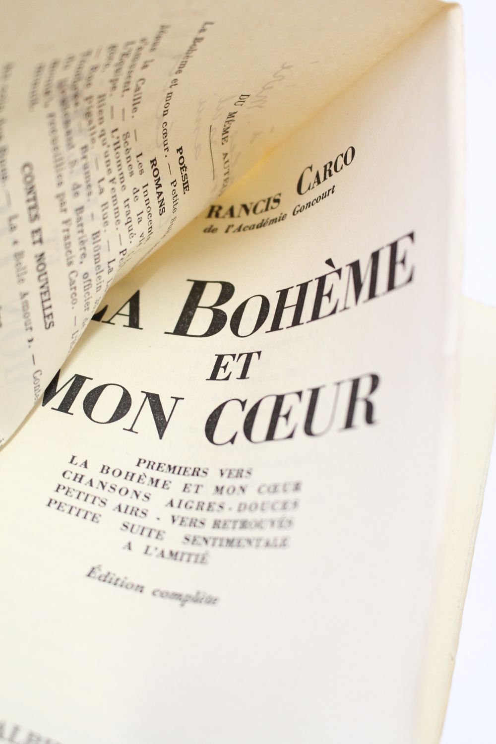 Carco La Boheme Et Mon Coeur Signed Book Edition Originale Com