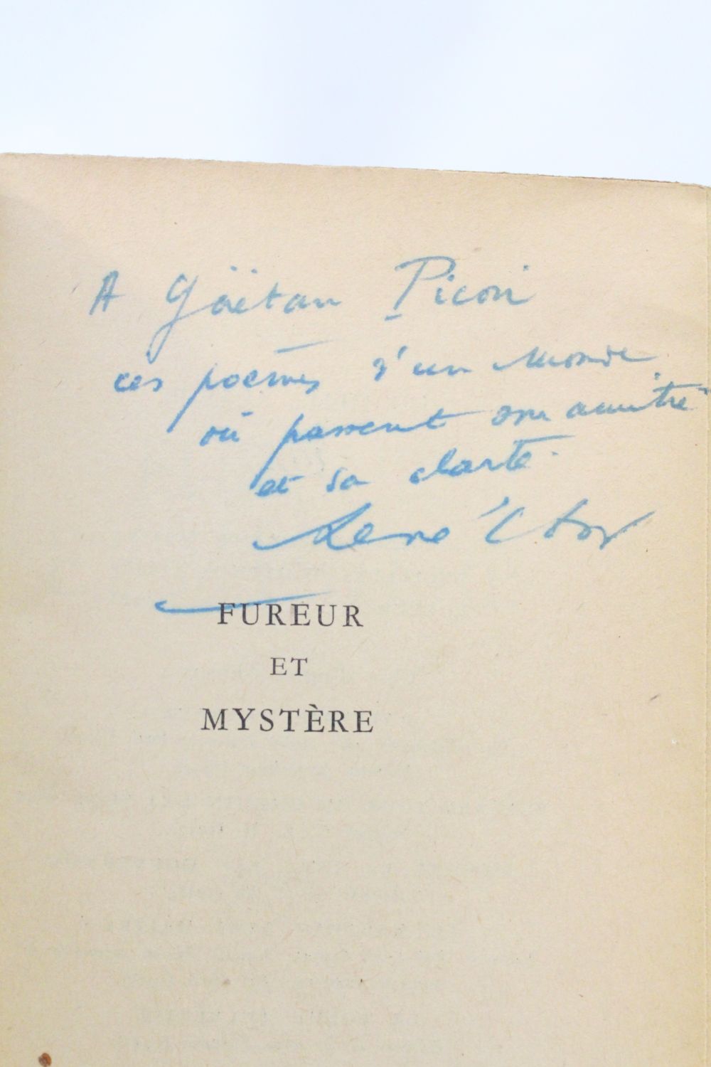 CHAR : Fureur et mystère - Signed book, First edition - Edition ...
